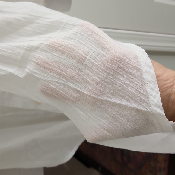 Billabong white sheer cover up shirt long sleeve button down collar beach pool - Picture 6 of 6